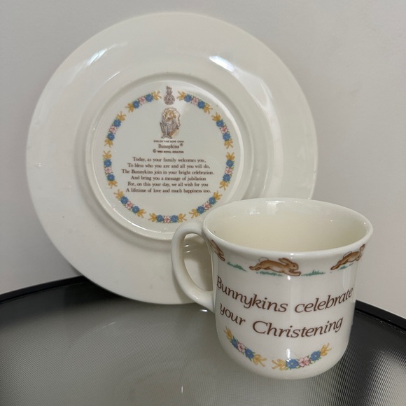 Royal Doulton Bunnykins Christening Plate English Fine Bone China Vintage 1990's - Picture 2 of 3